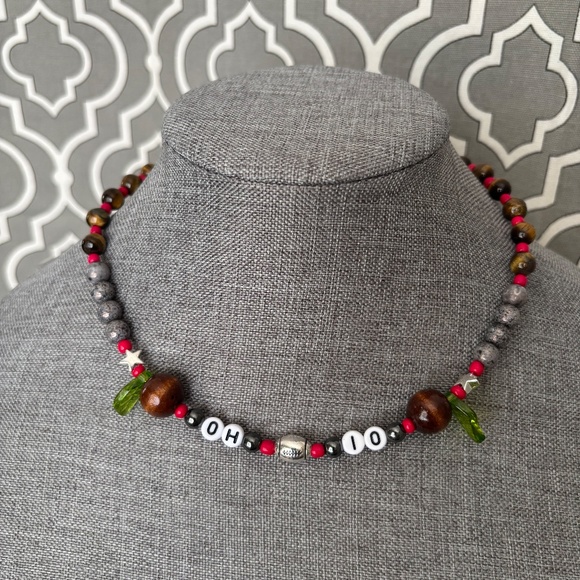 Ohio State Buckeye Charm Football Necklace - Picture 5 of 5